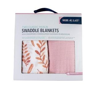 Bebe Au Lait Two Classic Muslin Swaddle Blankets in Pink and White